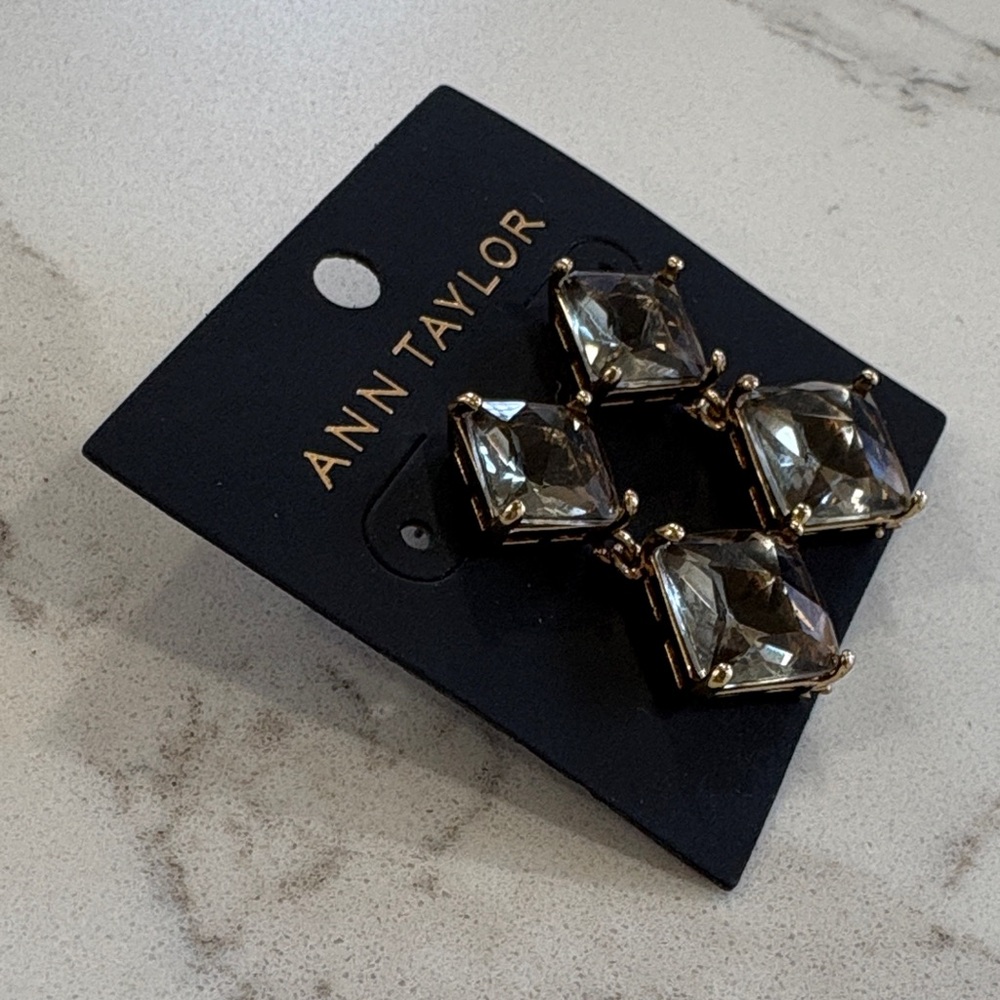 Ann Taylor Gold-Tone Earrings with Smoky Crystals - Picture 5 of 7